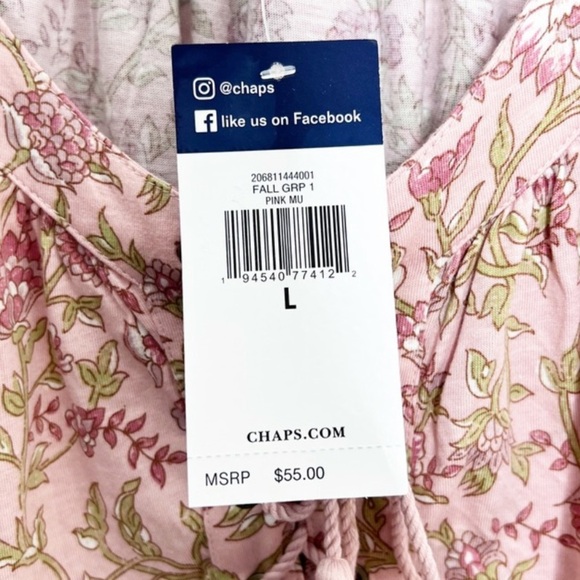 New with Tag Ralph Lauren Chaps Women’s Floral Lace Up Long Sleeve Blouse - Picture 14 of 16